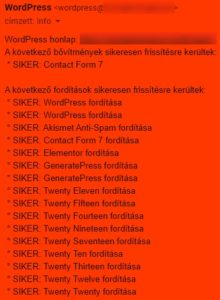 E-mail értesítés frissítésekről